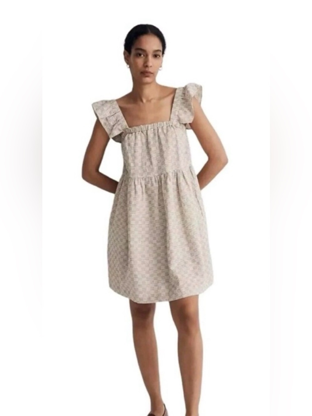 Madewell Flutter Sleeve Boho Mini Dress with Ruffled Straps